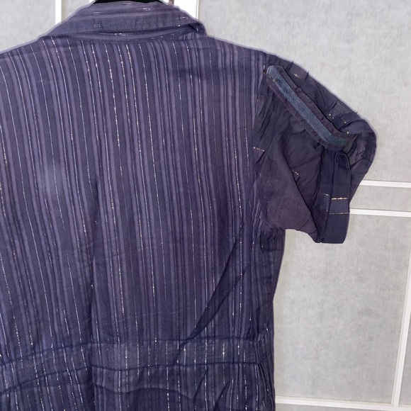 Vintage dallin chase button up pin stripe metallic dress - Picture 4 of 5